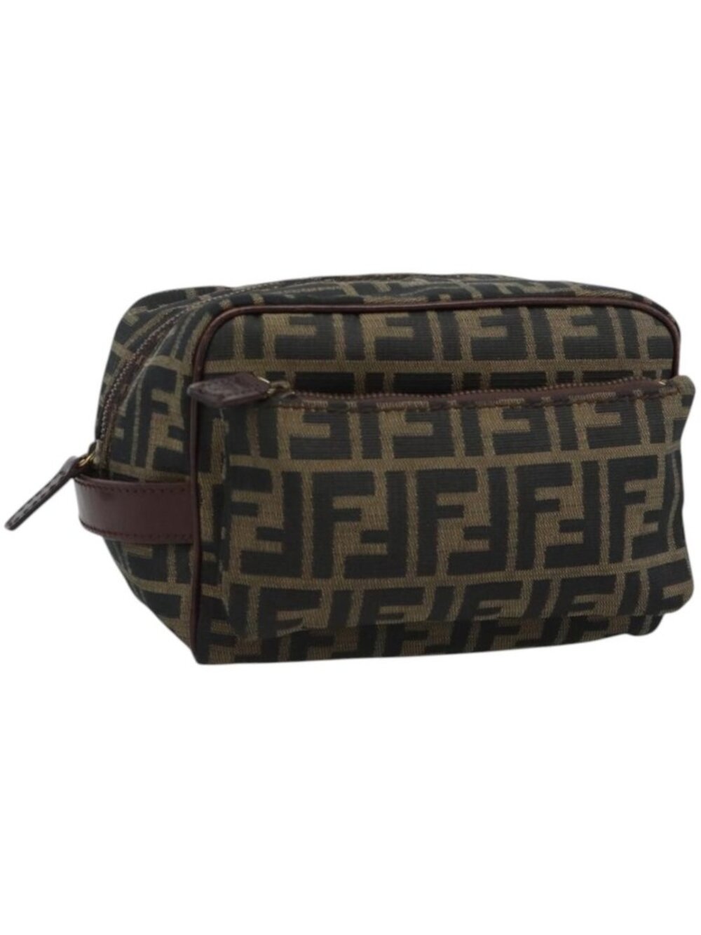 FENDI Zucca Canvas Clutch Bag Black Brown